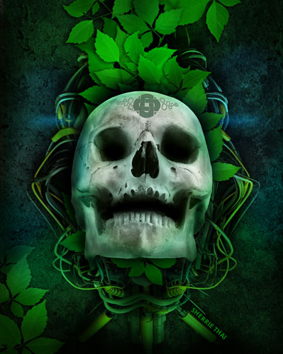 Electro Skull and Leaves