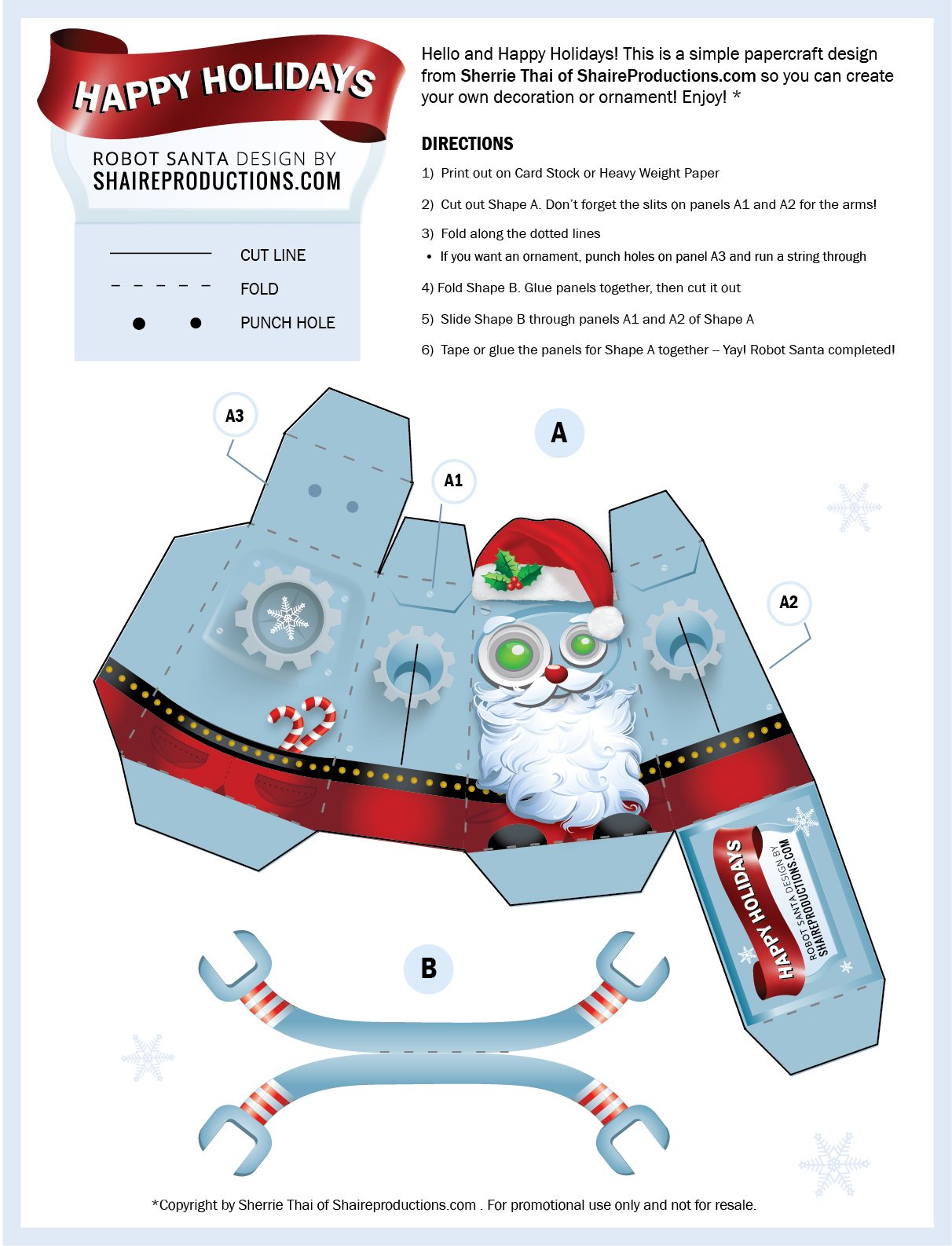 Free Download: Robot Santa Christmas Papercraft | Shaire Productions