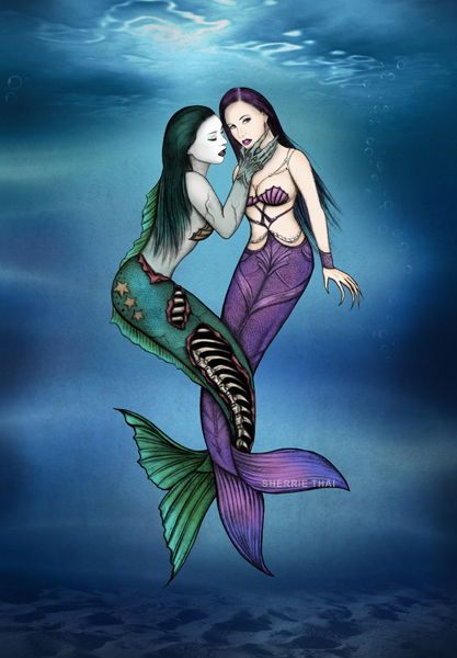 evil & good mermaids art by Sherrie Thai of shaireproductions.com