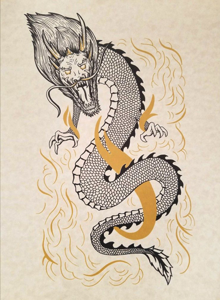 asian japanese chinese dragon tattoo style design, art by Sherrie Thai of Shaireproductions.com