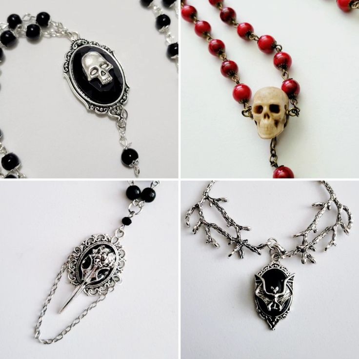 gothic halloween necklaces, art by Sherrie Thai of Shaireproductions.com