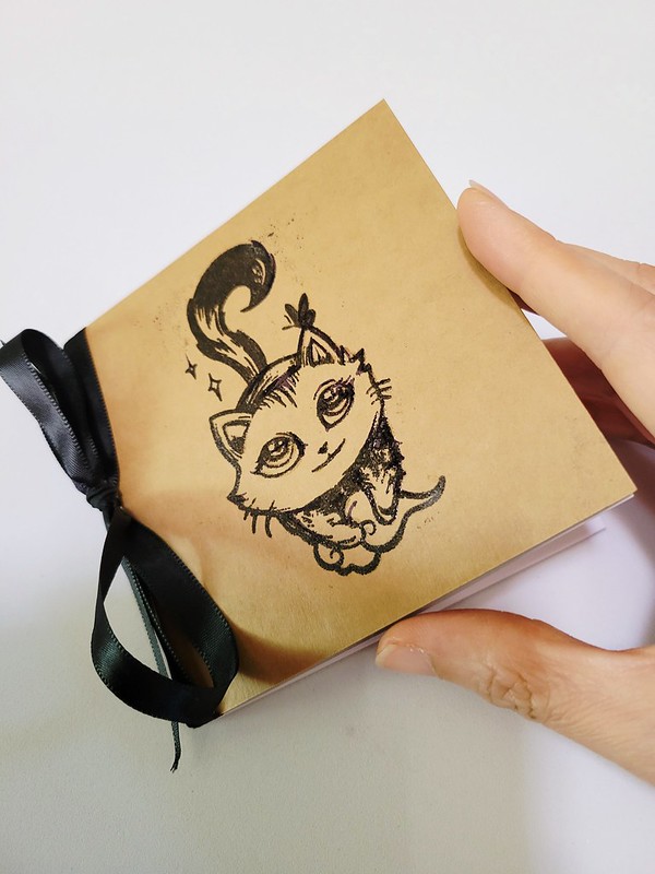 handmade cat butterfly notebook, art by sherrie thai of shaireproductions