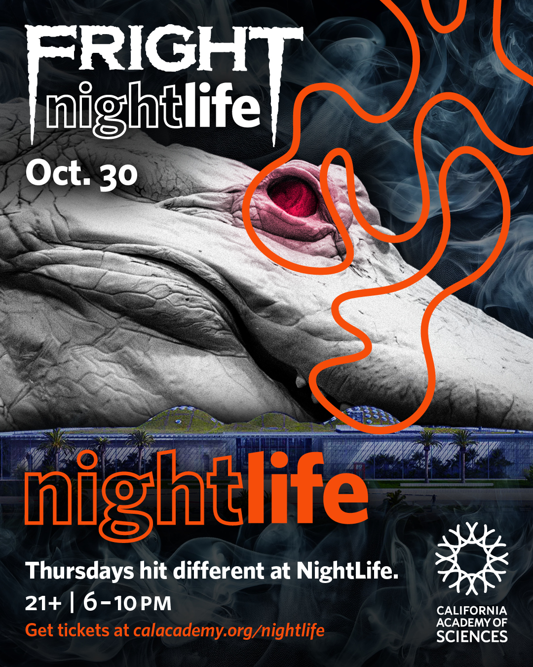 Fright Nightlife event flyer, art by sherrie thai of shaireproductions