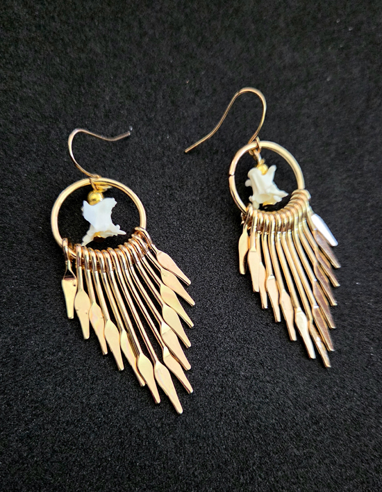gold vertebrae tassle earrings, art by sherrie thai of shaireproductions