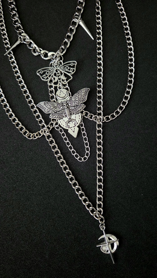 layered moth necklace, art by sherrie thai of shaireproductions
